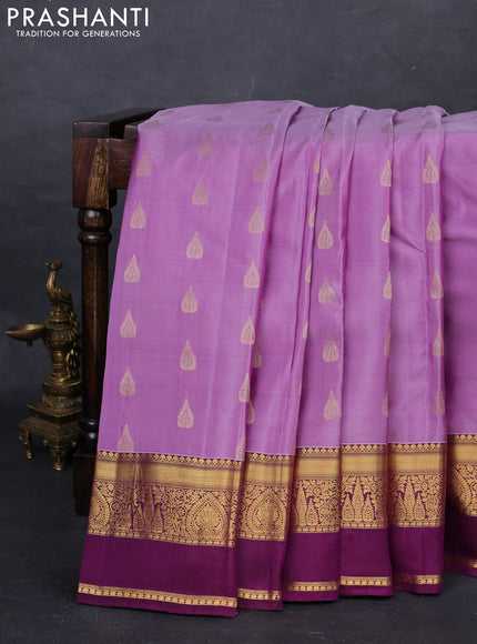 Pastel Pink & Purple Kanchipuram Silk - Buttas