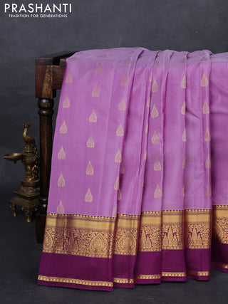 Pastel Pink & Purple Kanchipuram Silk - Buttas