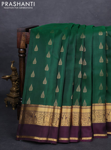 Green & Wine Kanchipuram Silk - Buttas