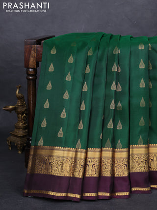 Green & Wine Kanchipuram Silk - Buttas