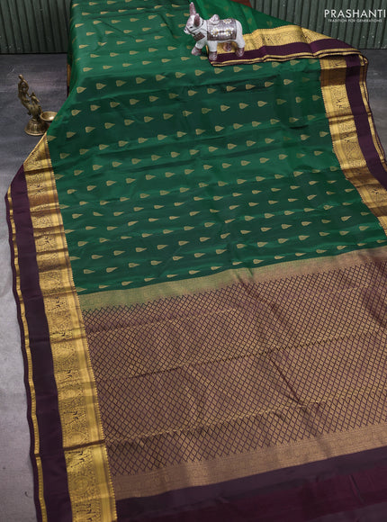 Green & Wine Kanchipuram Silk - Buttas