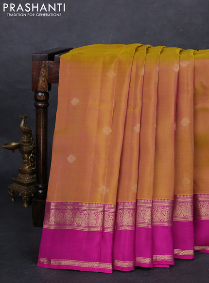 Mustard Yellow & Pink Kanchipuram Silk - Buttas