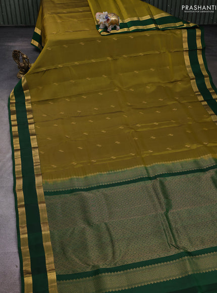 Mehendi Green & Green Kanchipuram Silk - Buttas