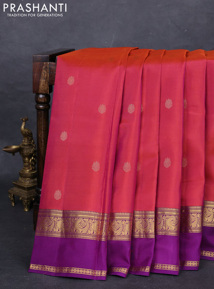 Rust  & Purple Kanchipuram Silk - Buttas