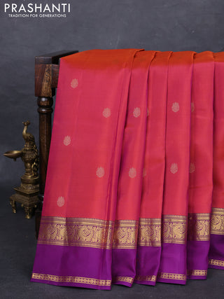 Rust  & Purple Kanchipuram Silk - Buttas