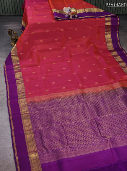 Rust  & Purple Kanchipuram Silk - Buttas