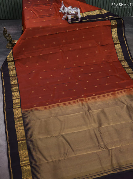 Rust  & Coffee Brown Kanchipuram Silk - Buttas