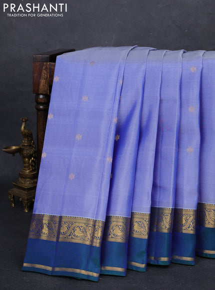Pastel Blue & Green Kanchipuram Silk - Buttas