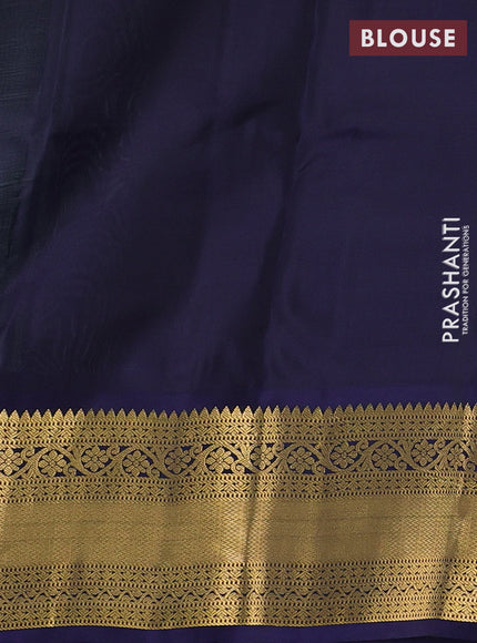 Pista Green & Navy Blue Kanchipuram Silk - Buttas