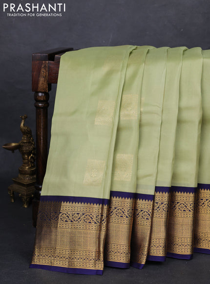 Pista Green & Navy Blue Kanchipuram Silk - Buttas