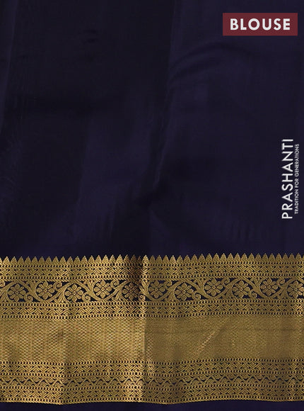 Beige & Navy Blue Kanchipuram Silk - Buttas