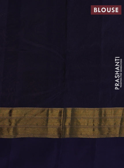Rust & Navy Blue Kanchipuram Silk - Buttas
