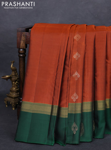 Rust & Green Kanchipuram Silk - Buttas