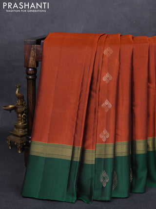 Rust & Green Kanchipuram Silk - Buttas