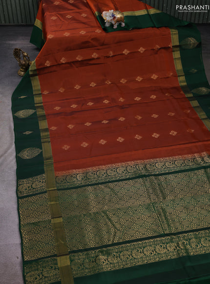 Rust & Green Kanchipuram Silk - Buttas