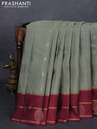 Sap Green & Maroon Kanchipuram Silk - Buttas