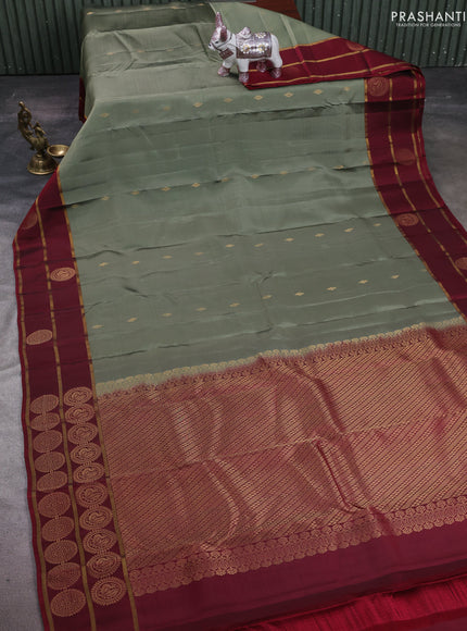 Sap Green & Maroon Kanchipuram Silk - Buttas