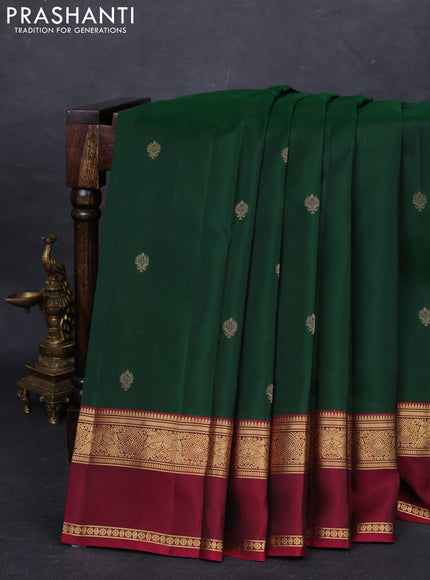 Green & Maroon Kanchipuram Silk - Buttas
