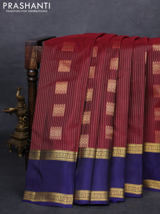 Maroon & Navy Blue Kanchipuram Silk - Buttas