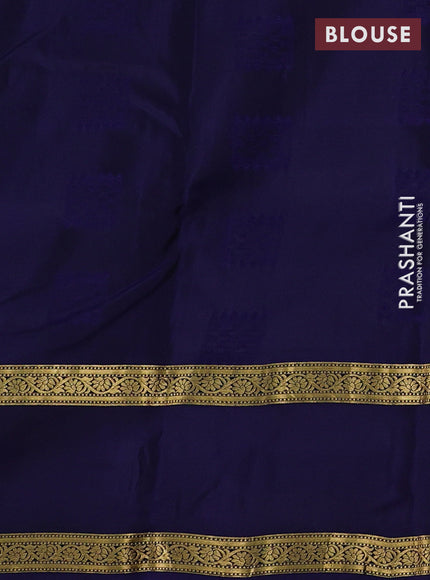 Teal Green & Navy Blue Kanchipuram Silk - Buttas