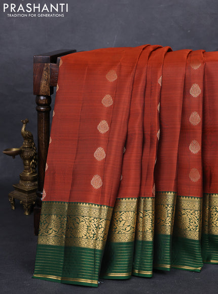 Rust & Green Kanchipuram Silk - Buttas