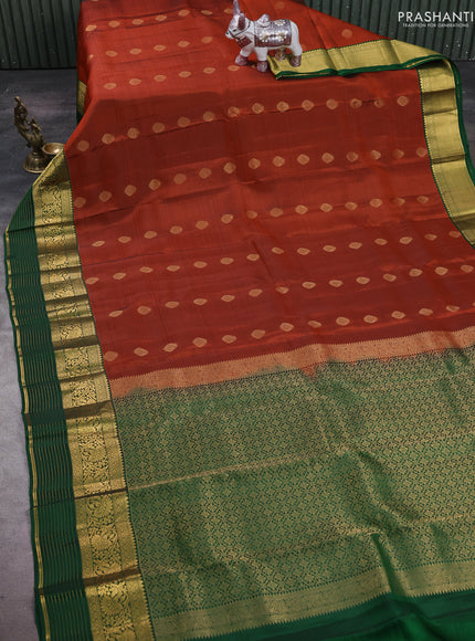 Rust & Green Kanchipuram Silk - Buttas