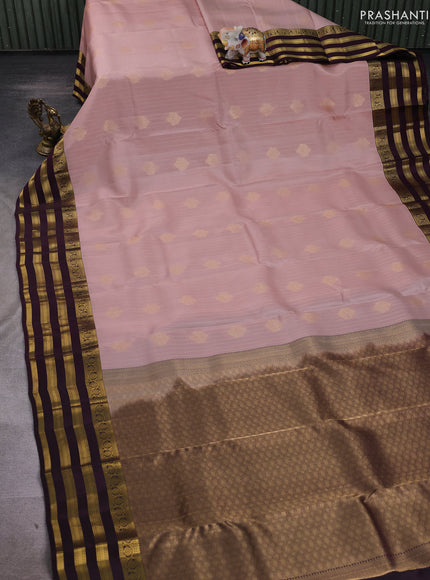 Peach & Wine Kanchipuram Silk - Buttas