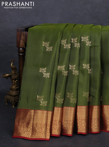 Green & Maroon Kanchipuram Silk - Buttas