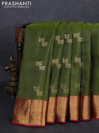 Green & Maroon Kanchipuram Silk - Buttas