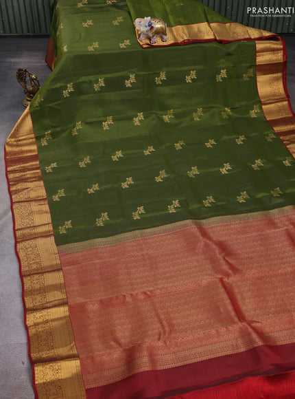Green & Maroon Kanchipuram Silk - Buttas