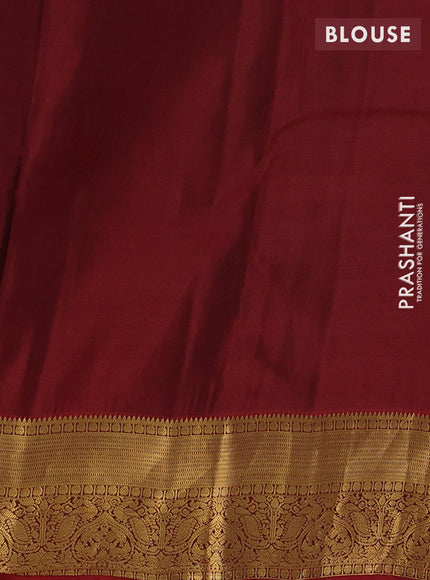 Peacock Blue & Maroon Kanchipuram Silk - Buttas