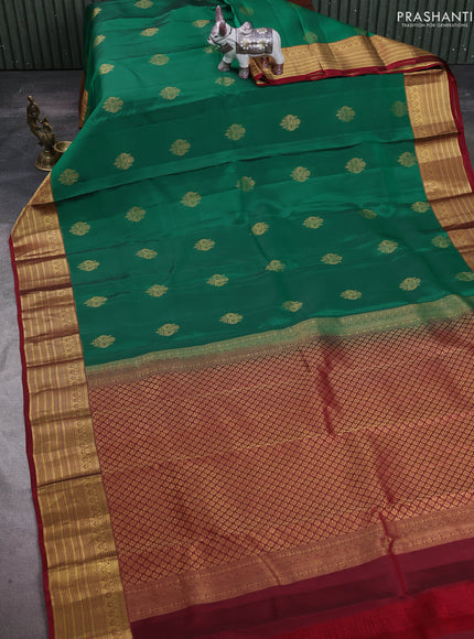Green & Maroon Kanchipuram Silk - Buttas