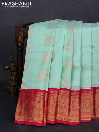 Teal Green & Pink Kanchipuram Silk - Buttas