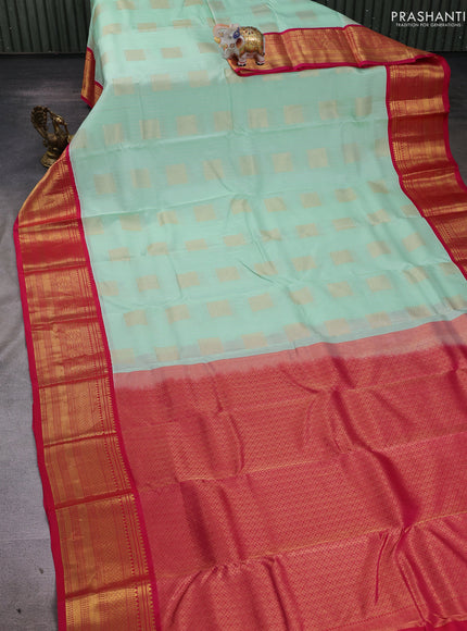 Teal Green & Pink Kanchipuram Silk - Buttas