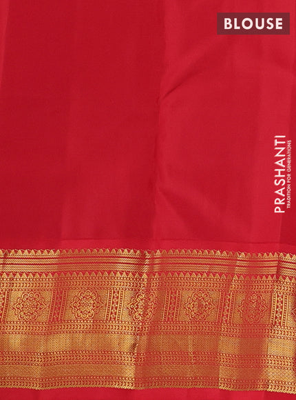 Teal Blue & Red Kanchipuram Silk - Buttas