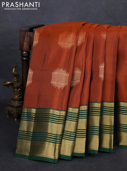 Rust & Green Kanchipuram Silk - Buttas