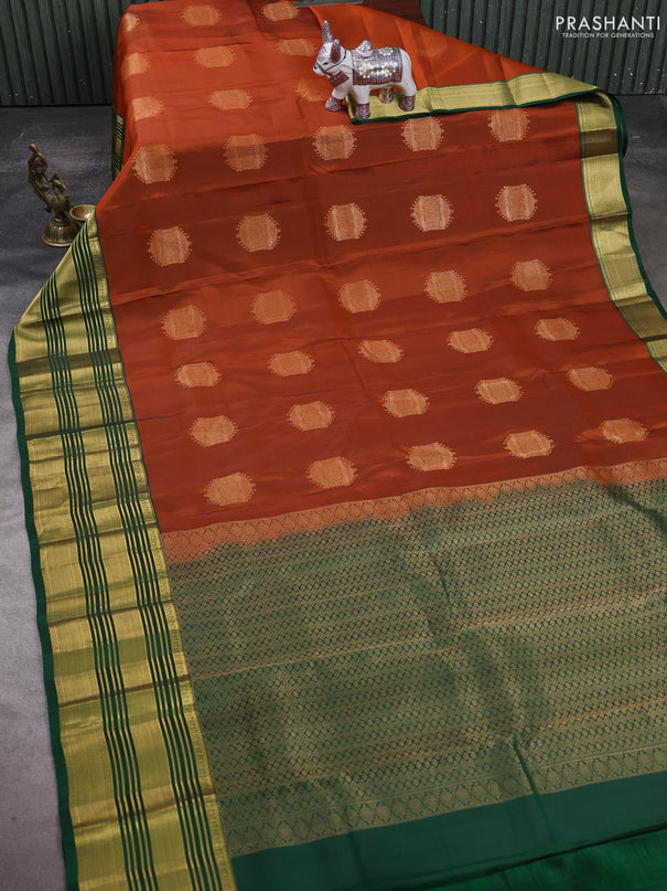 Rust & Green Kanchipuram Silk - Buttas
