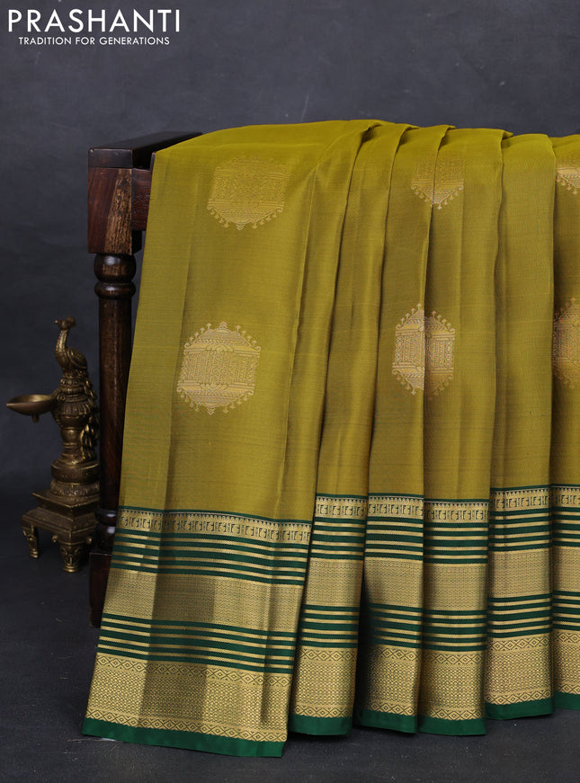 Mehendi Green & Green Kanchipuram Silk - Buttas