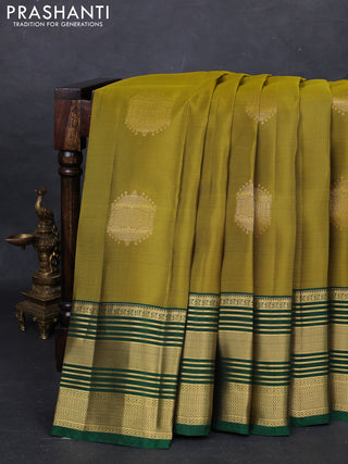 Mehendi Green & Green Kanchipuram Silk - Buttas