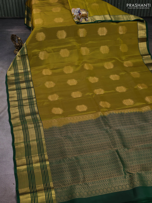 Mehendi Green & Green Kanchipuram Silk - Buttas