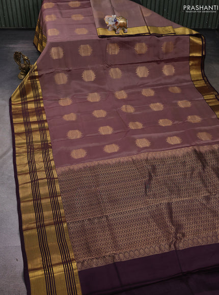 Brown & Wine Kanchipuram Silk - Buttas