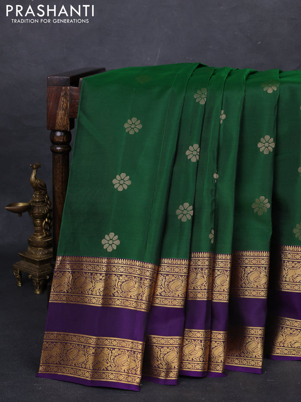Green & Violet Kanchipuram Silk - Buttas