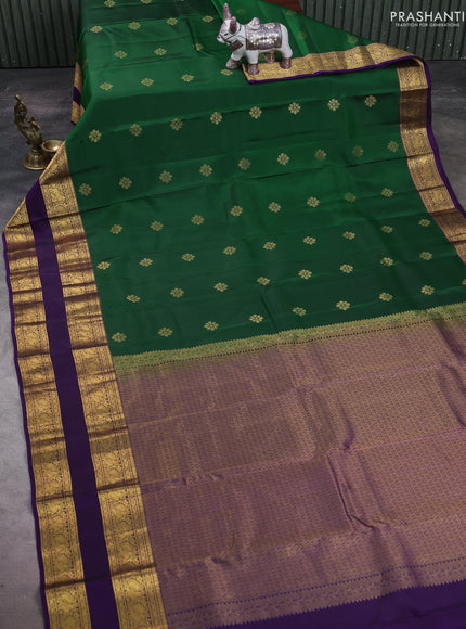 Green & Violet Kanchipuram Silk - Buttas