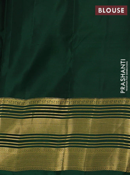 Coffee Brown & Green Kanchipuram Silk - Buttas