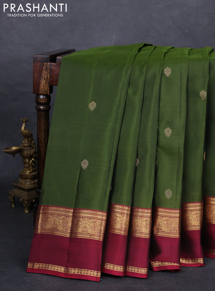 Green & Maroon Kanchipuram Silk - Buttas
