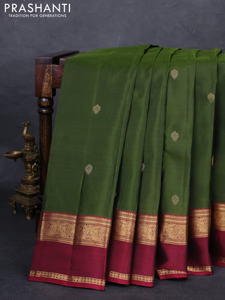 Green & Maroon Kanchipuram Silk - Buttas