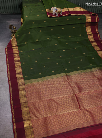 Green & Maroon Kanchipuram Silk - Buttas