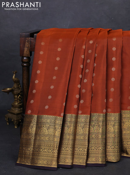 Rust & Coffee Brown Kanchipuram Silk - Buttas