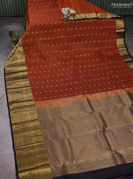 Rust & Coffee Brown Kanchipuram Silk - Buttas