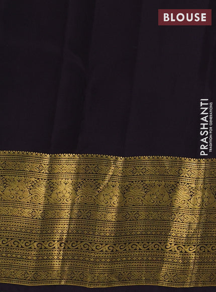 Teal Green & Coffee Brown Kanchipuram Silk - Buttas